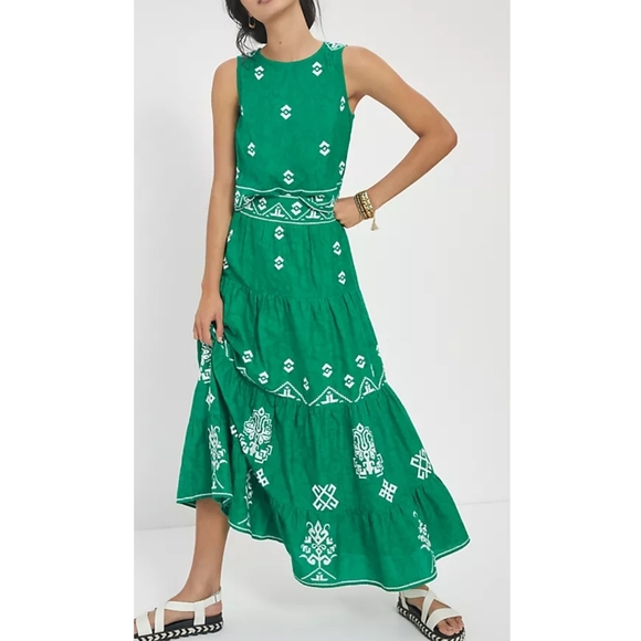 Anthropologie Dresses & Skirts - Anthropologie Mitra Embroidered Maxi Skirt Green